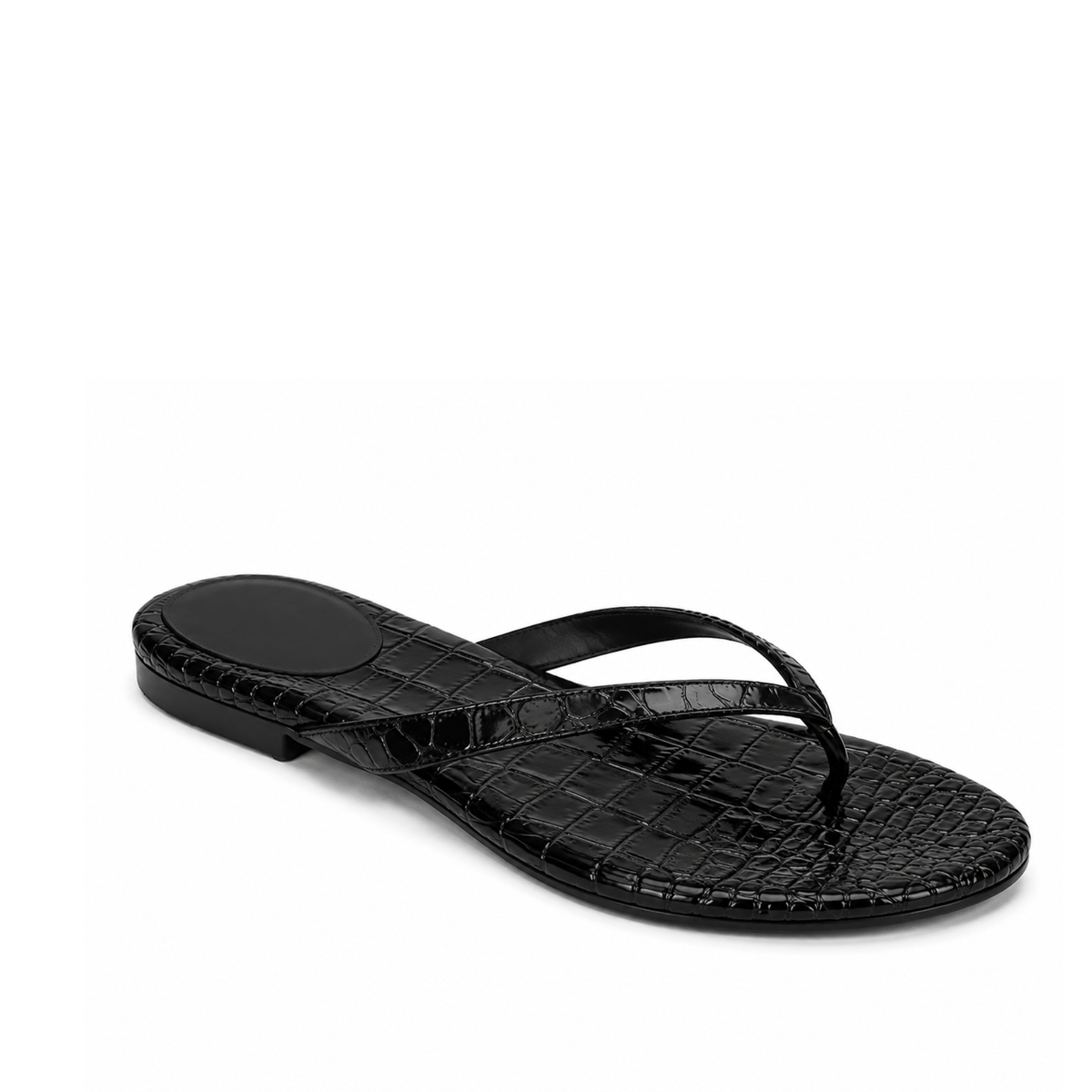 STEPH CROCO BLACK SLIDES