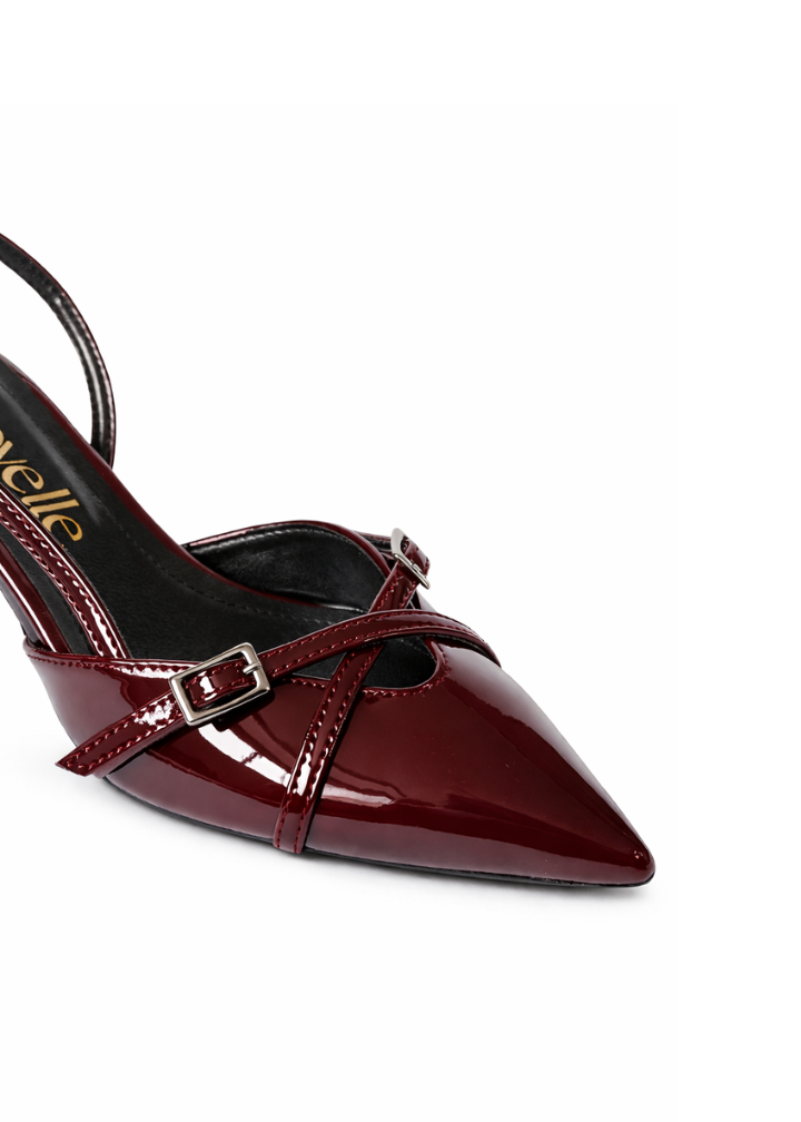 MIA BURGUNDY PATENT HEELS