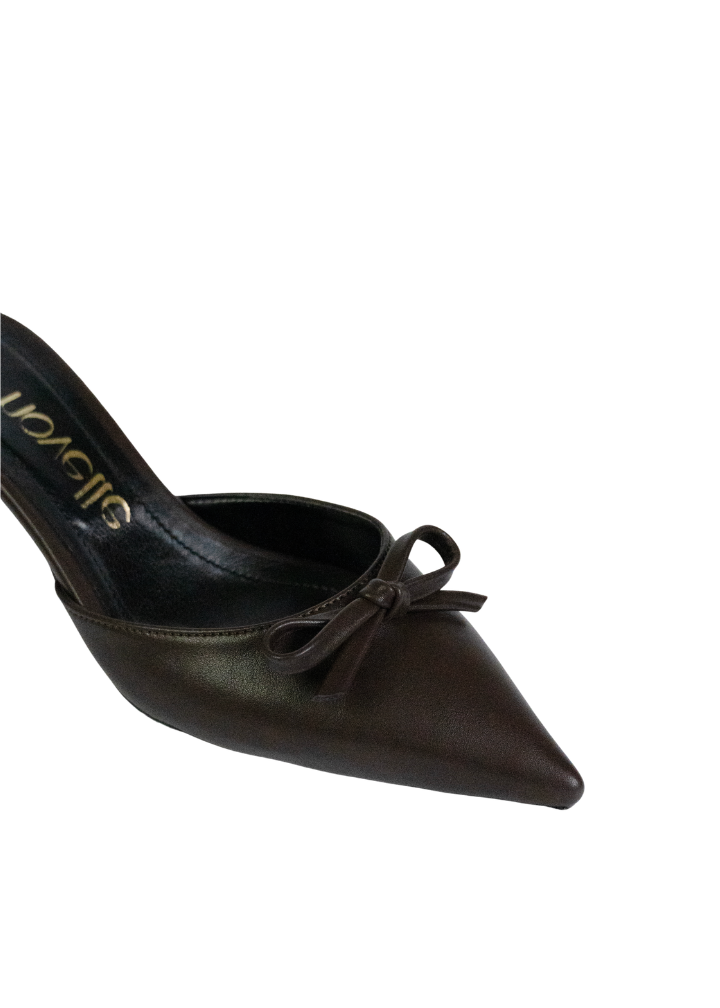 KIRA BROWN LEATHER HEELS