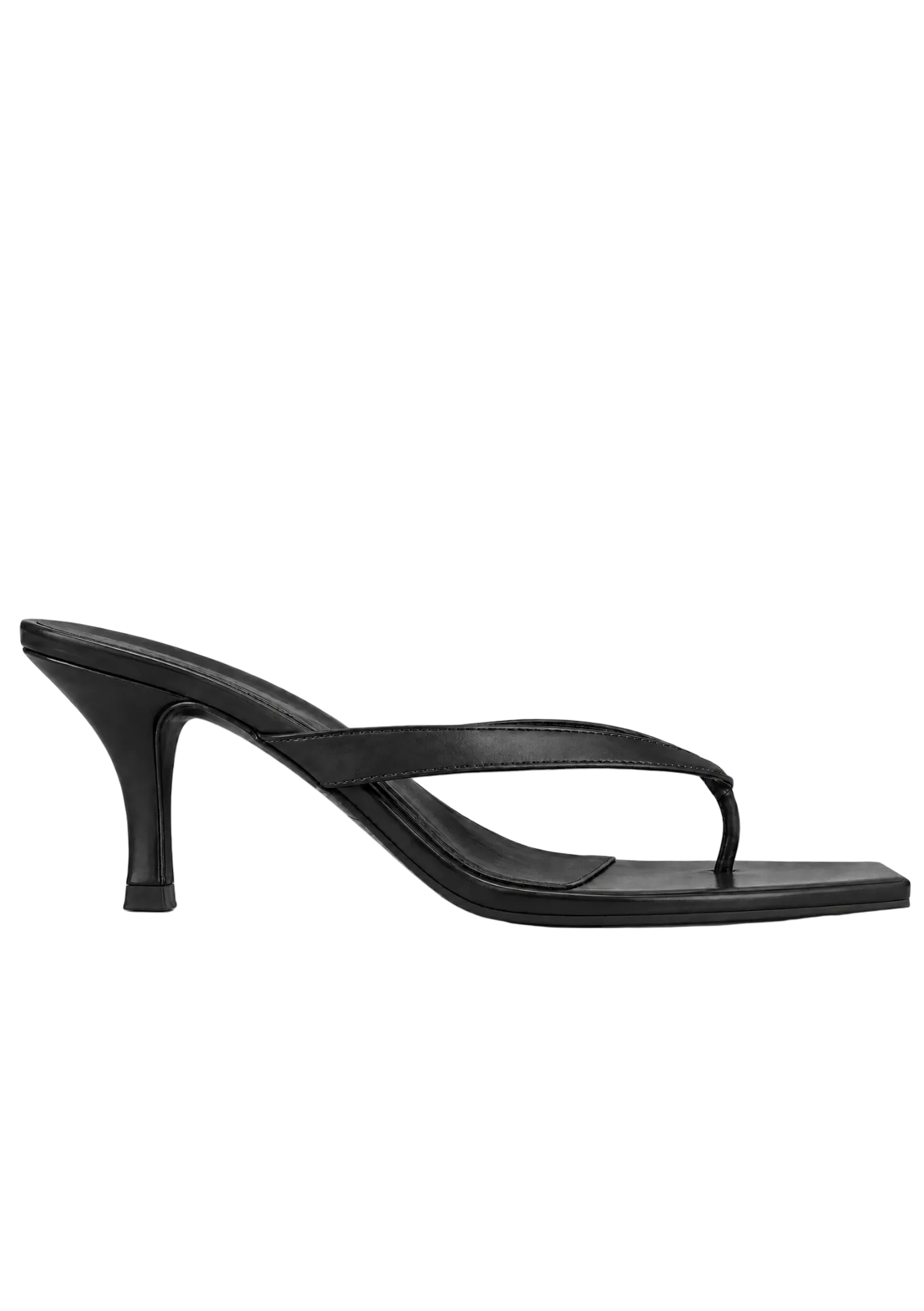 PARIS SQUARED BLACK LEATHER HEELS