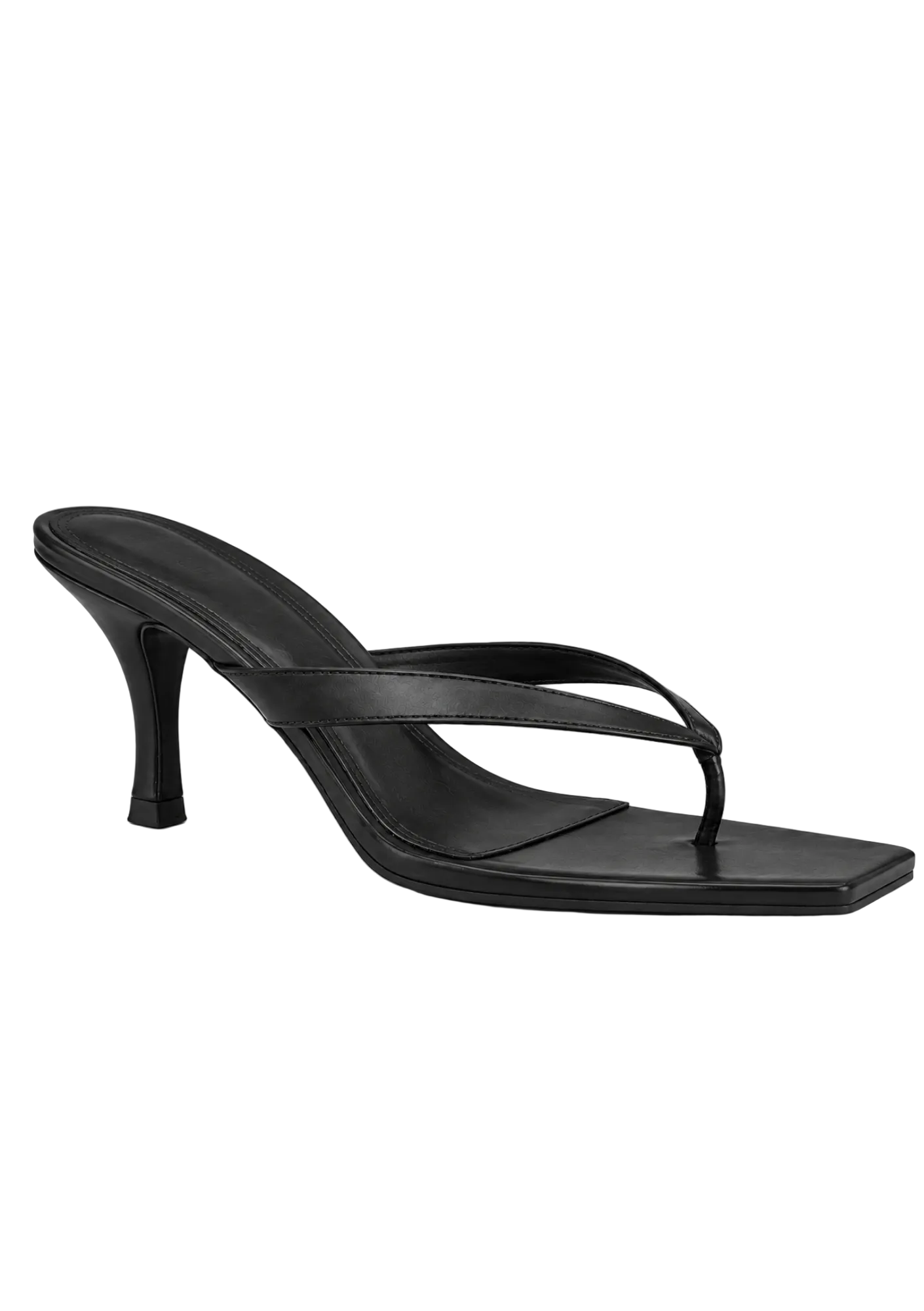 PARIS SQUARED BLACK LEATHER HEELS