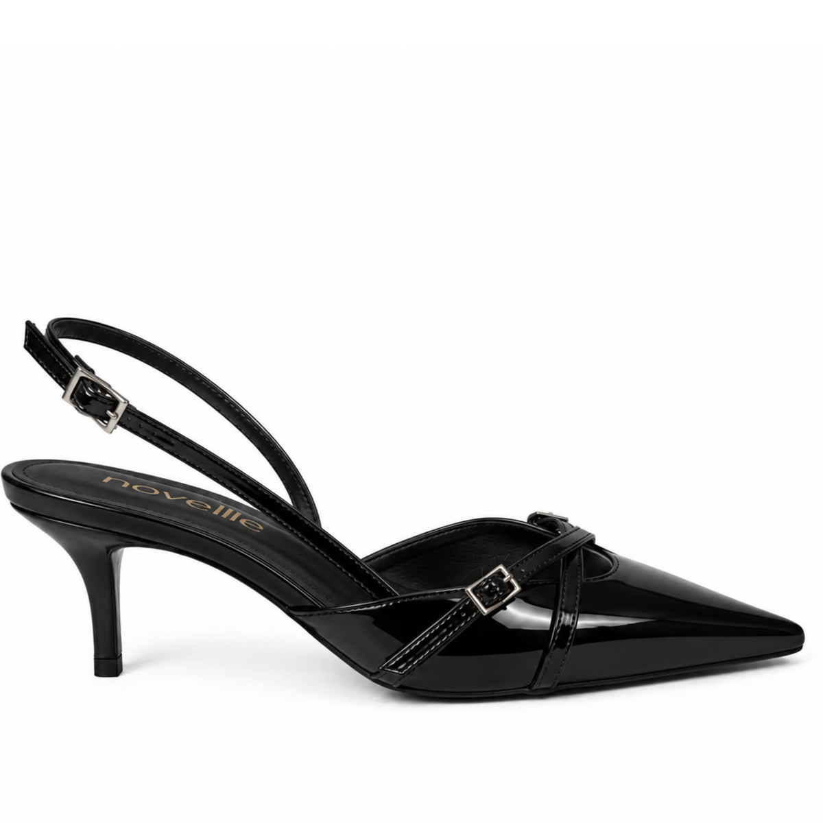 MIA BLACK PATENT HEELS