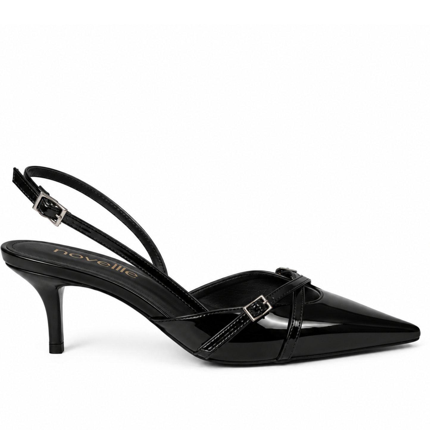 MIA BLACK PATENT HEELS