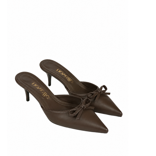 KIRA BROWN LEATHER HEELS