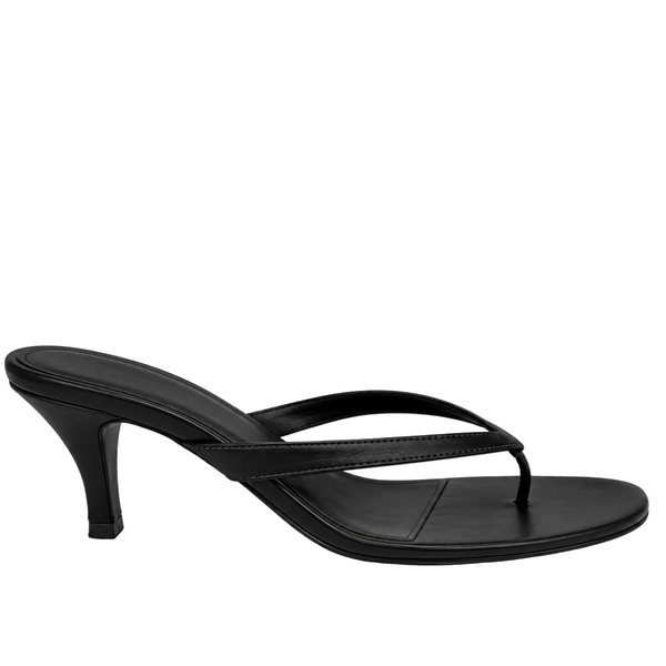 PARIS BLACK LEATHER HEELS