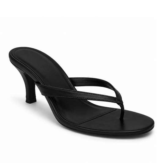 PARIS BLACK LEATHER HEELS