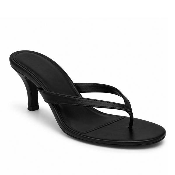 PARIS BLACK LEATHER HEELS