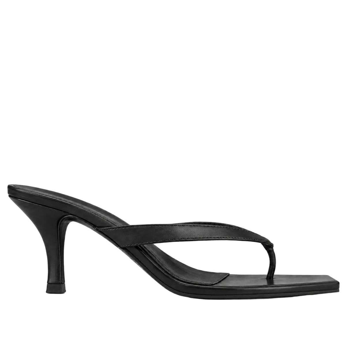 PARIS SQUARED BLACK LEATHER HEELS