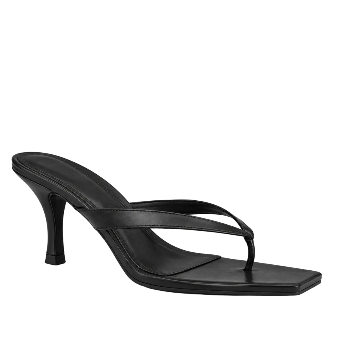 PARIS SQUARED BLACK LEATHER HEELS
