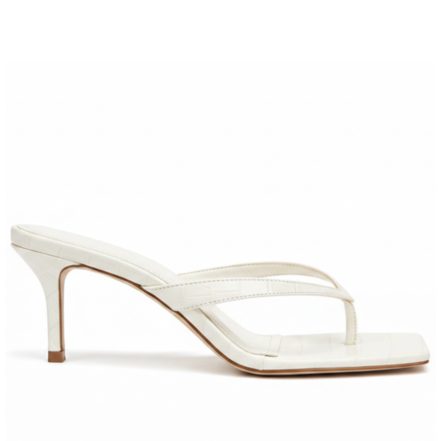PARIS WHITE CROCO SQUARED HEELS