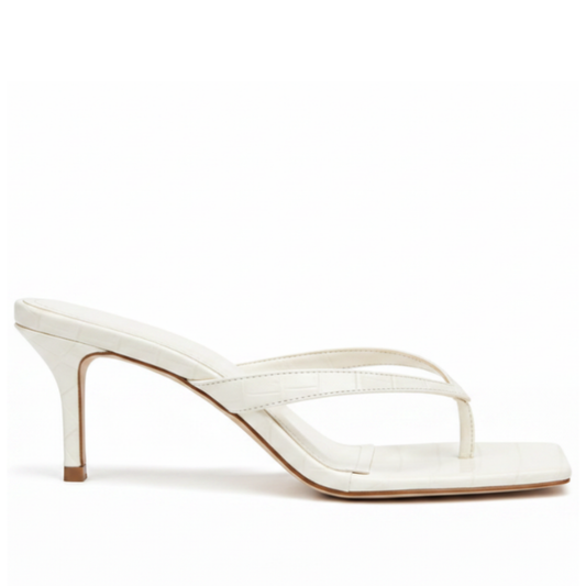 PARIS WHITE CROCO SQUARED HEELS