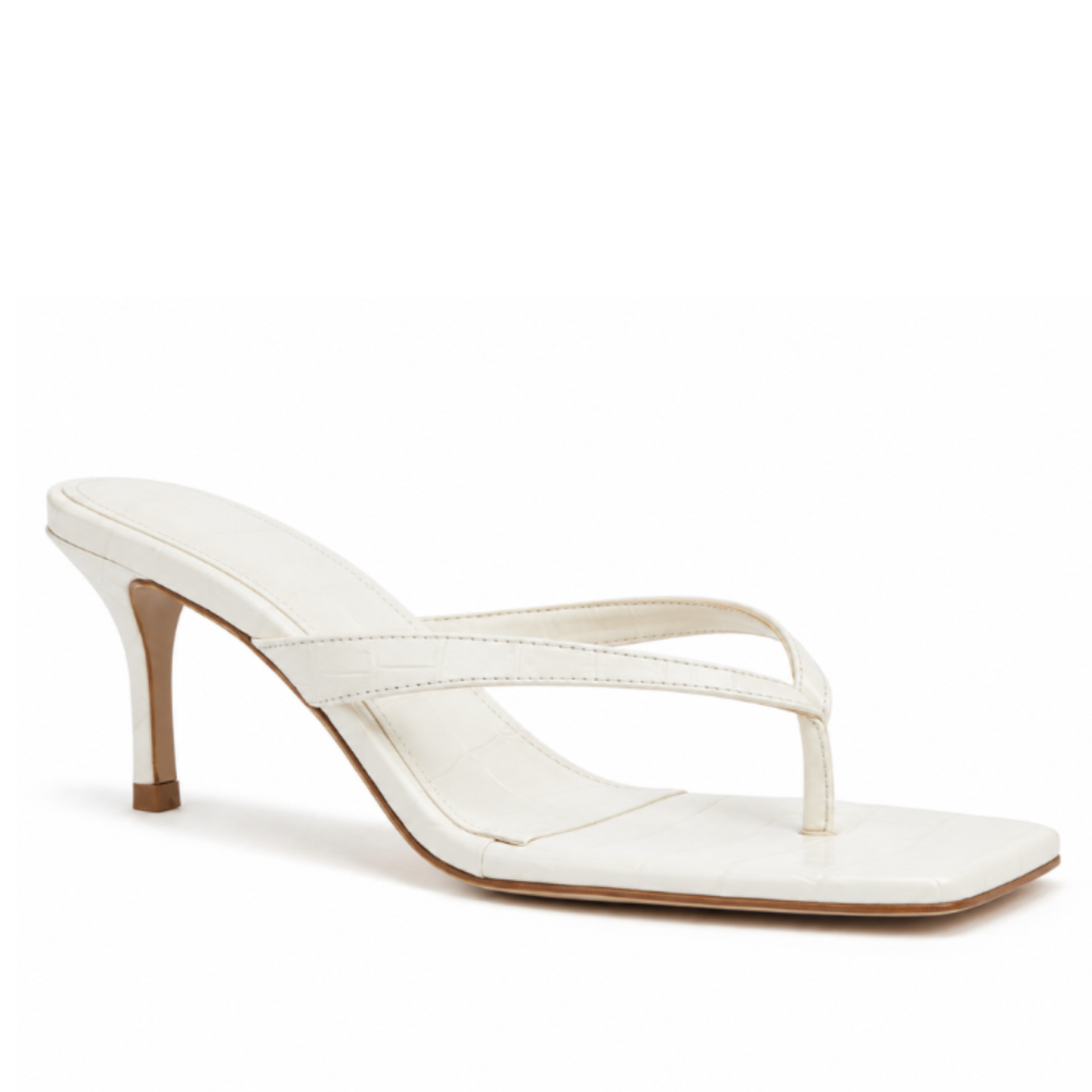 PARIS WHITE CROCO SQUARED HEELS