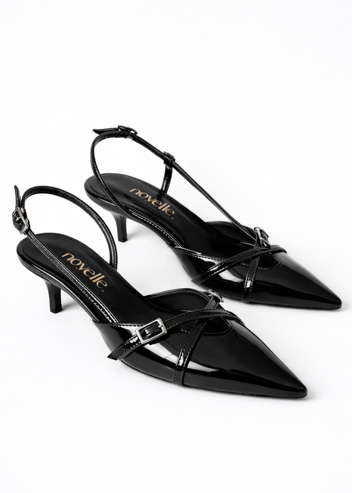 MIA BLACK PATENT HEELS