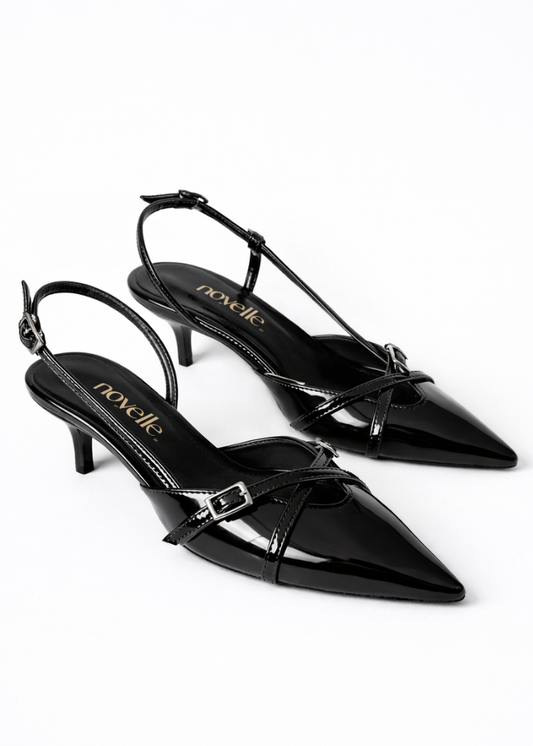 MIA BLACK PATENT HEELS