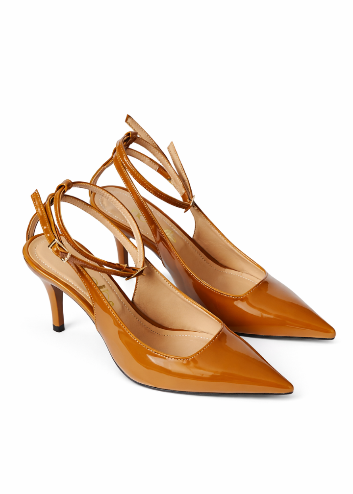 JULIE CAMEL PATENT HEELS