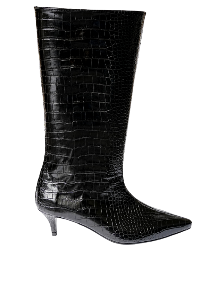 JENA BLACK CROCO BOOTS