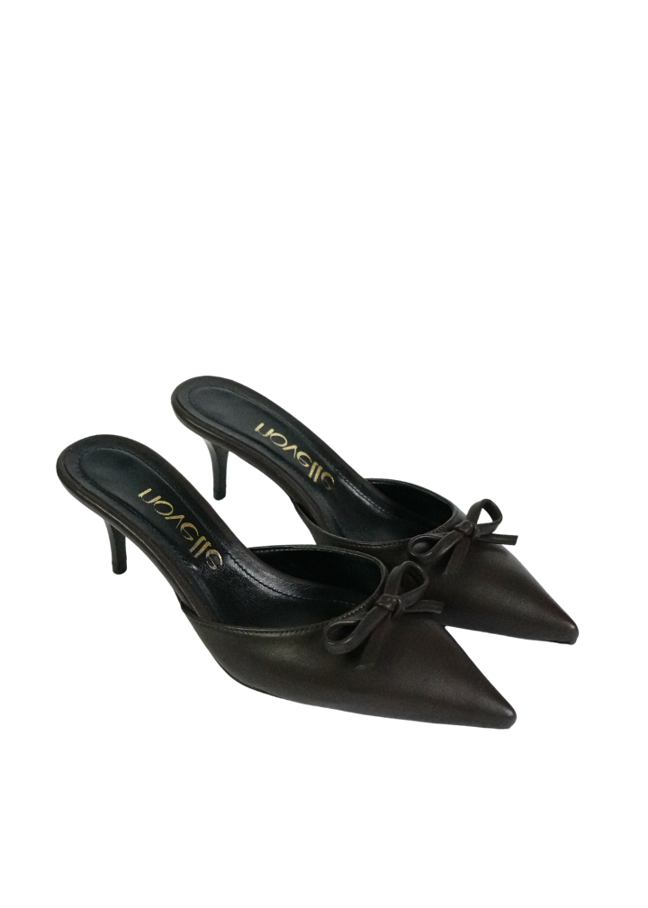 KIRA BROWN LEATHER HEELS